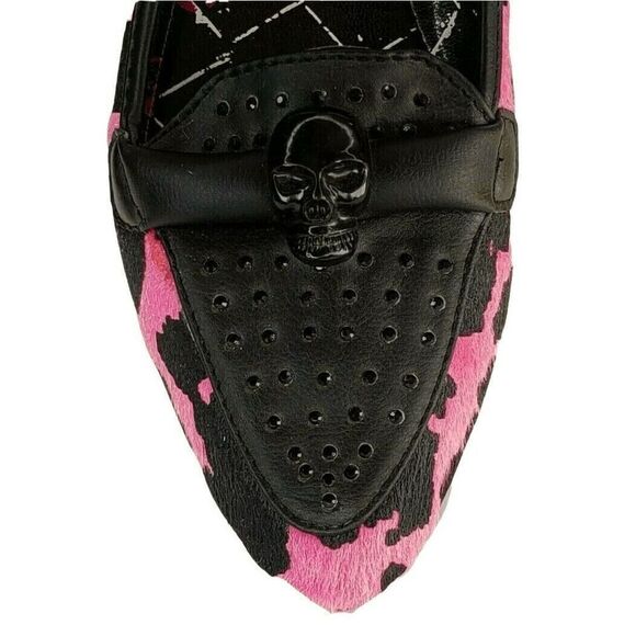 Abbey Dawn by Avril Lavigne Shoes Size 9 Pink Black Skull Rebel Yell Flats - Picture 6 of 10